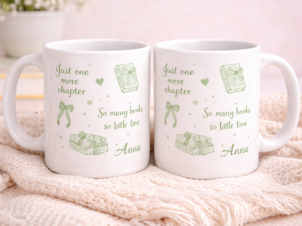 Personalized Book Mug-Green, Custom Name