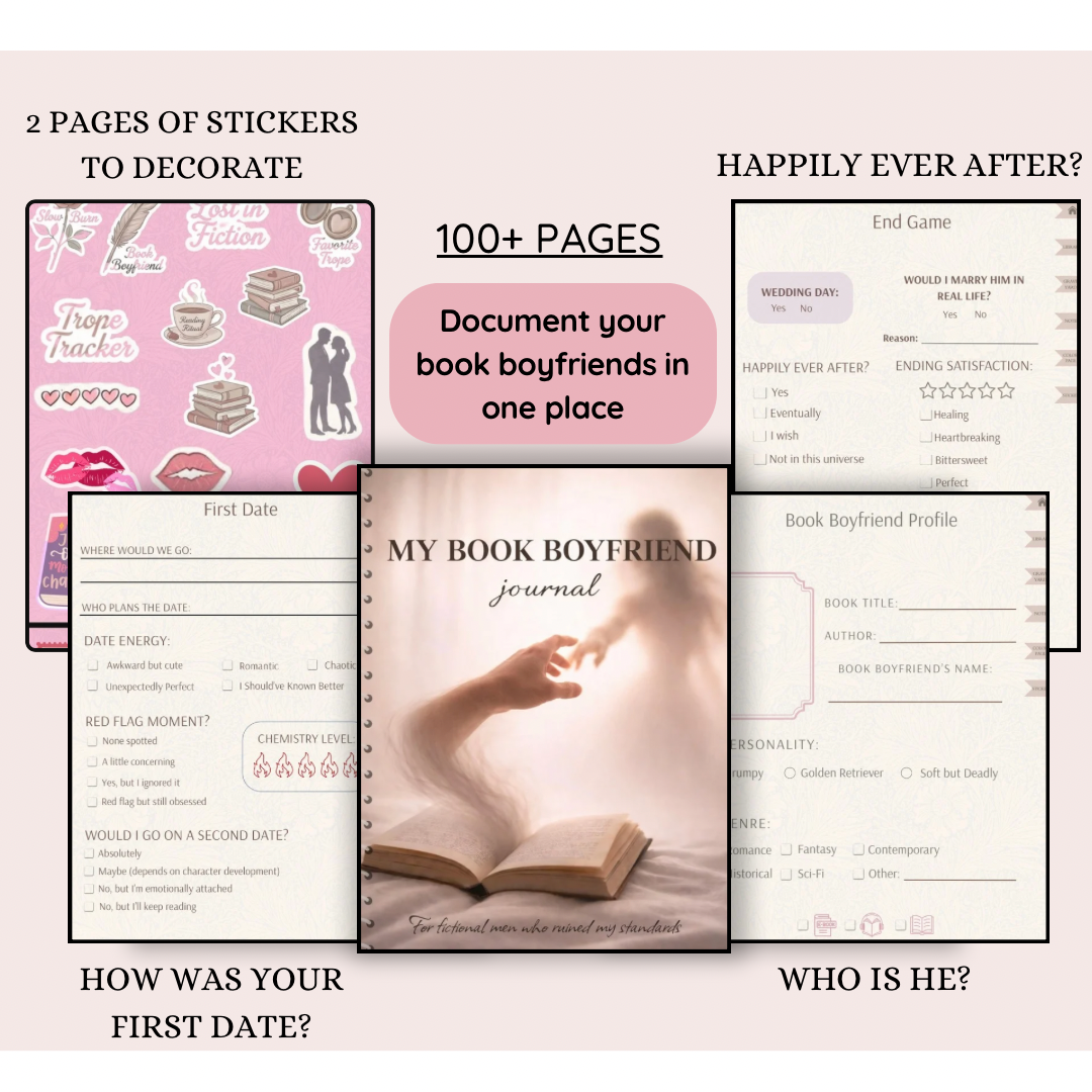 Book Boyfriend Journal Reading Planner for Book Lovers Track Your Fictional Crushes & Favorite Characters