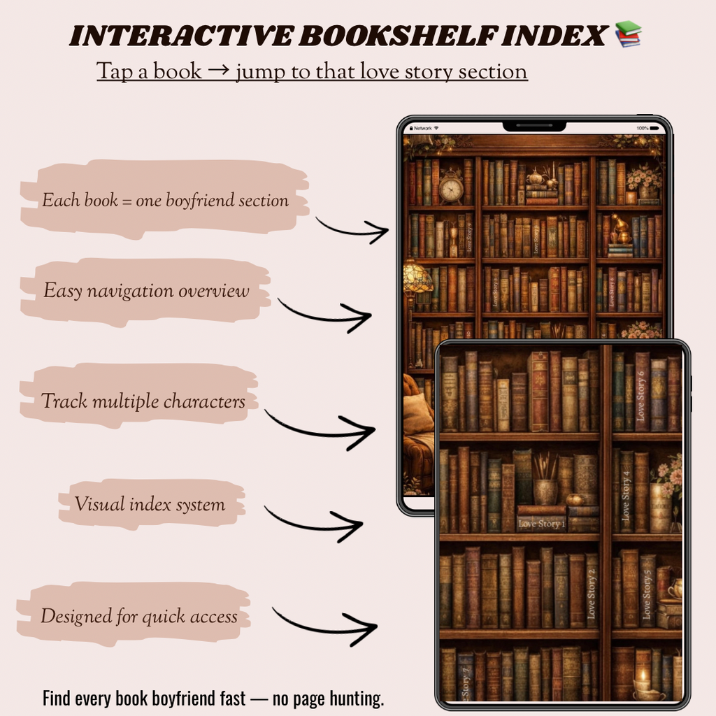 Book Boyfriend Journal Reading Planner for Book Lovers Track Your Fictional Crushes & Favorite Characters