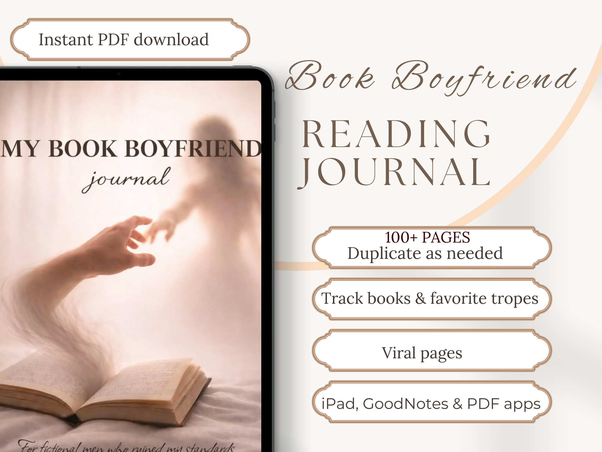 Book Boyfriend Journal Reading Planner for Book Lovers Track Your Fictional Crushes & Favorite Characters
