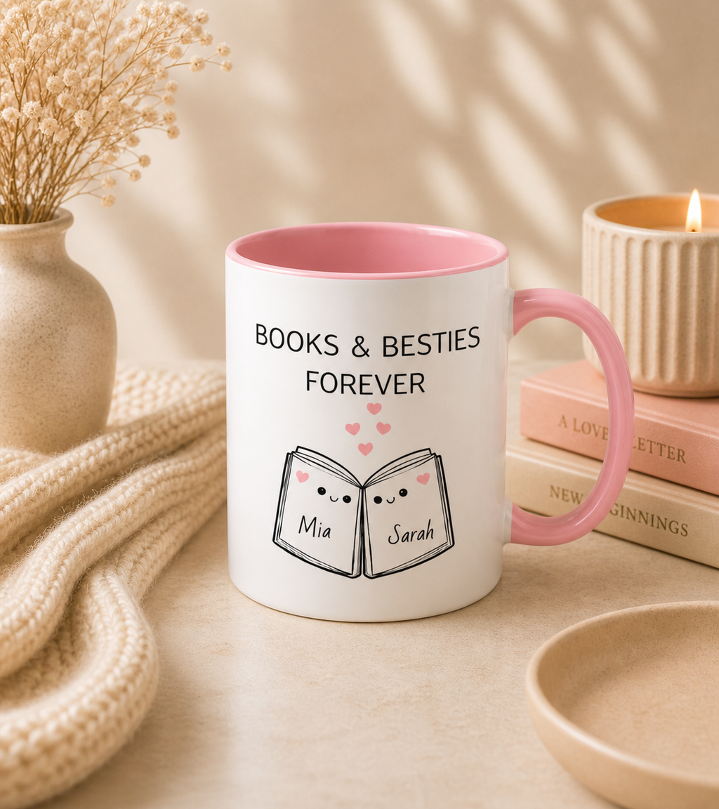Books & Besties Forever Mug – Personalized Best Friend Gift