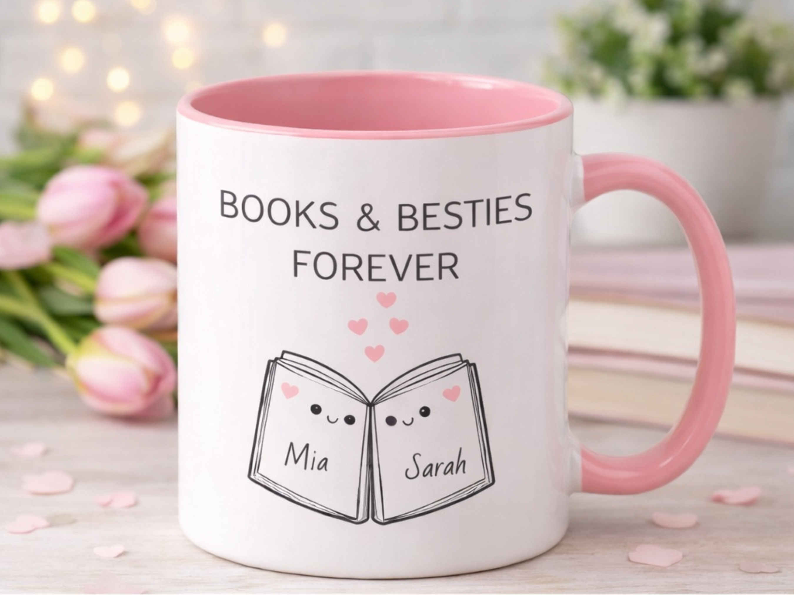 Books & Besties Forever Mug – Personalized Best Friend Gift