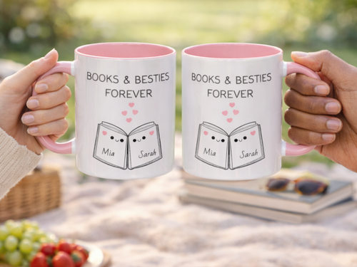 Books & Besties Forever Mug – Personalized Best Friend Gift
