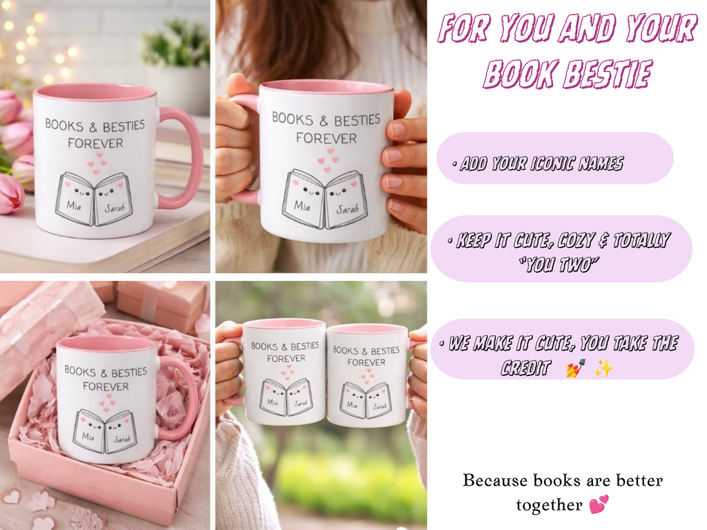 Books & Besties Forever Mug – Personalized Best Friend Gift