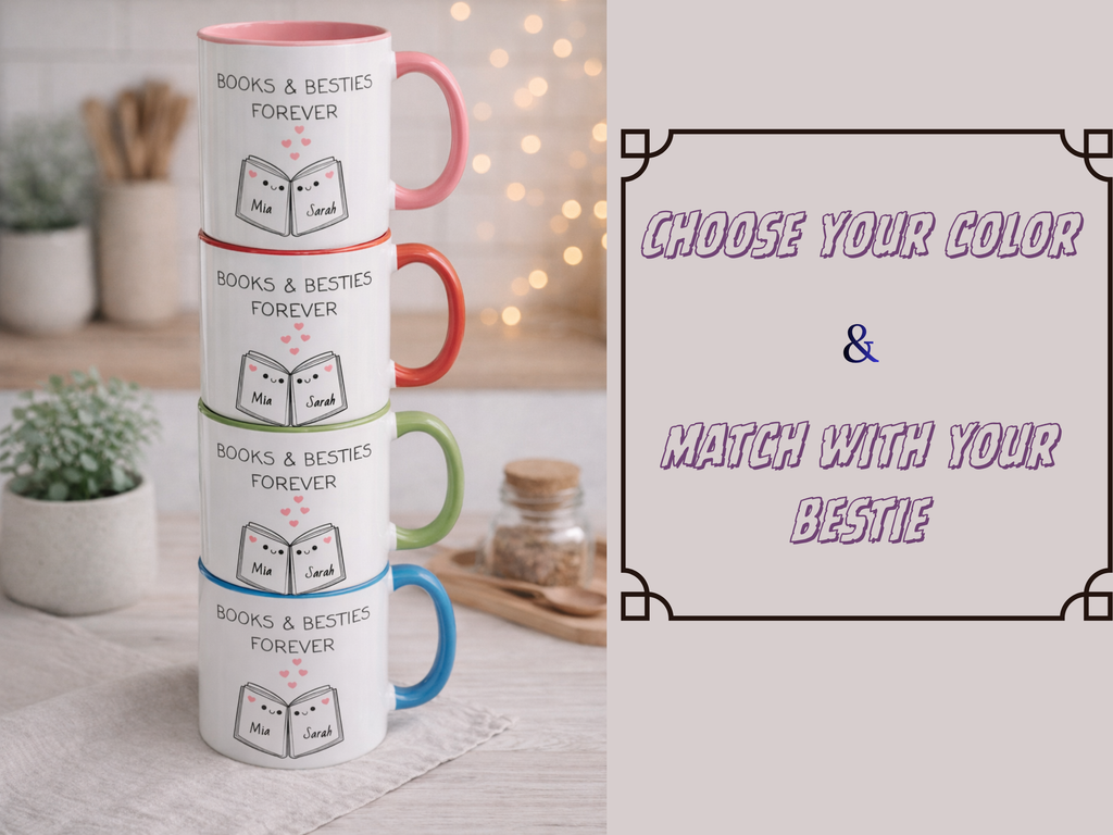 Books & Besties Forever Mug – Personalized Best Friend Gift
