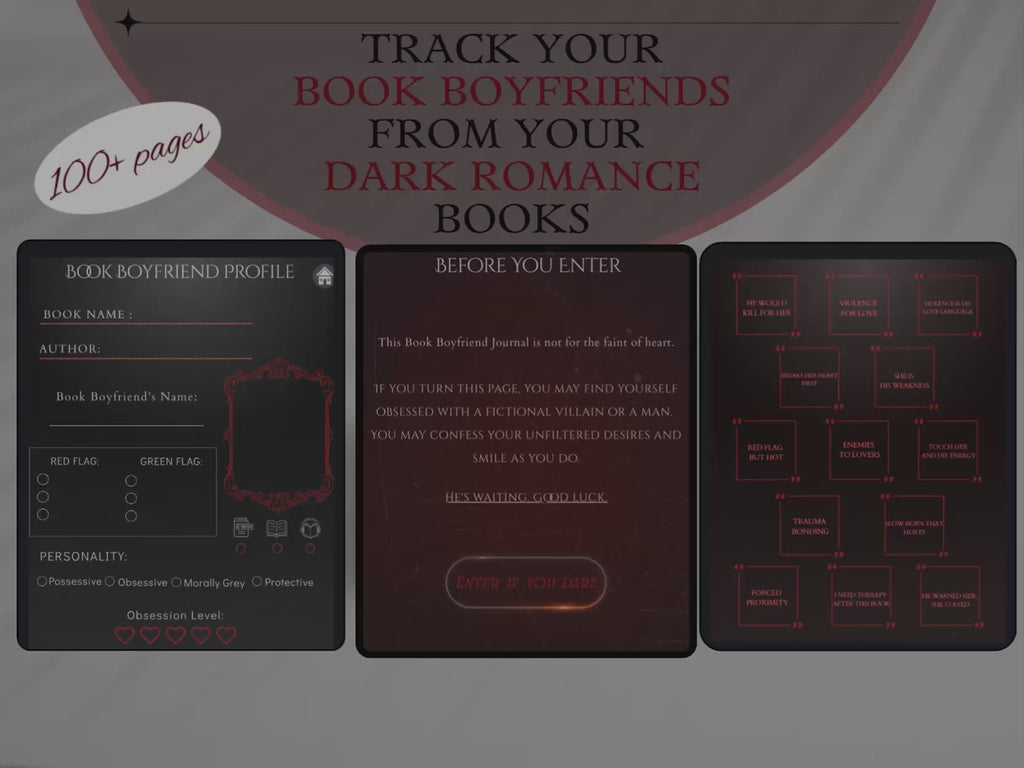 Dark Romance Book Boyfriend Journal