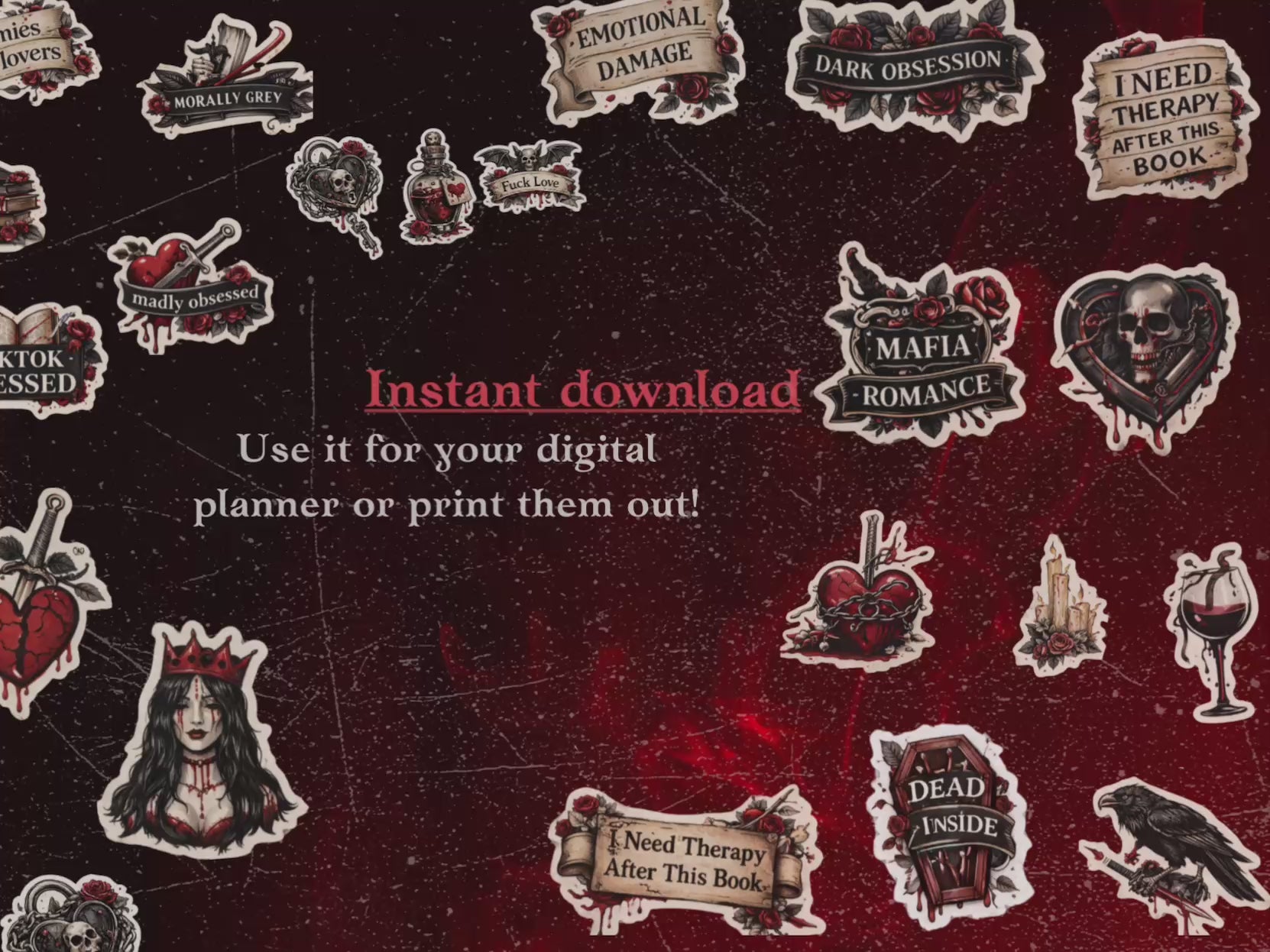 Dark Romance Sticker Pack